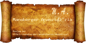 Mansberger Anasztázia névjegykártya